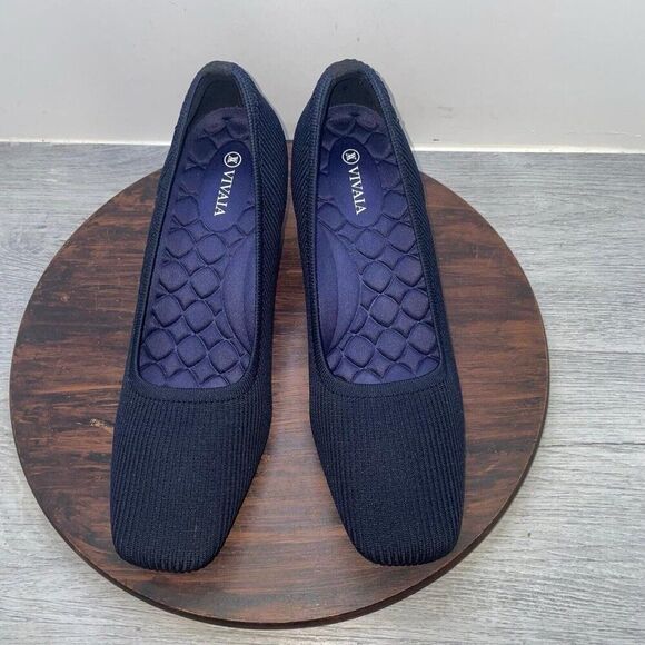 Vivaia Margot Wedge Pro Heels Womens 43 EU 11 US Black Knit Comfort Square Pumps - Picture 6 of 9